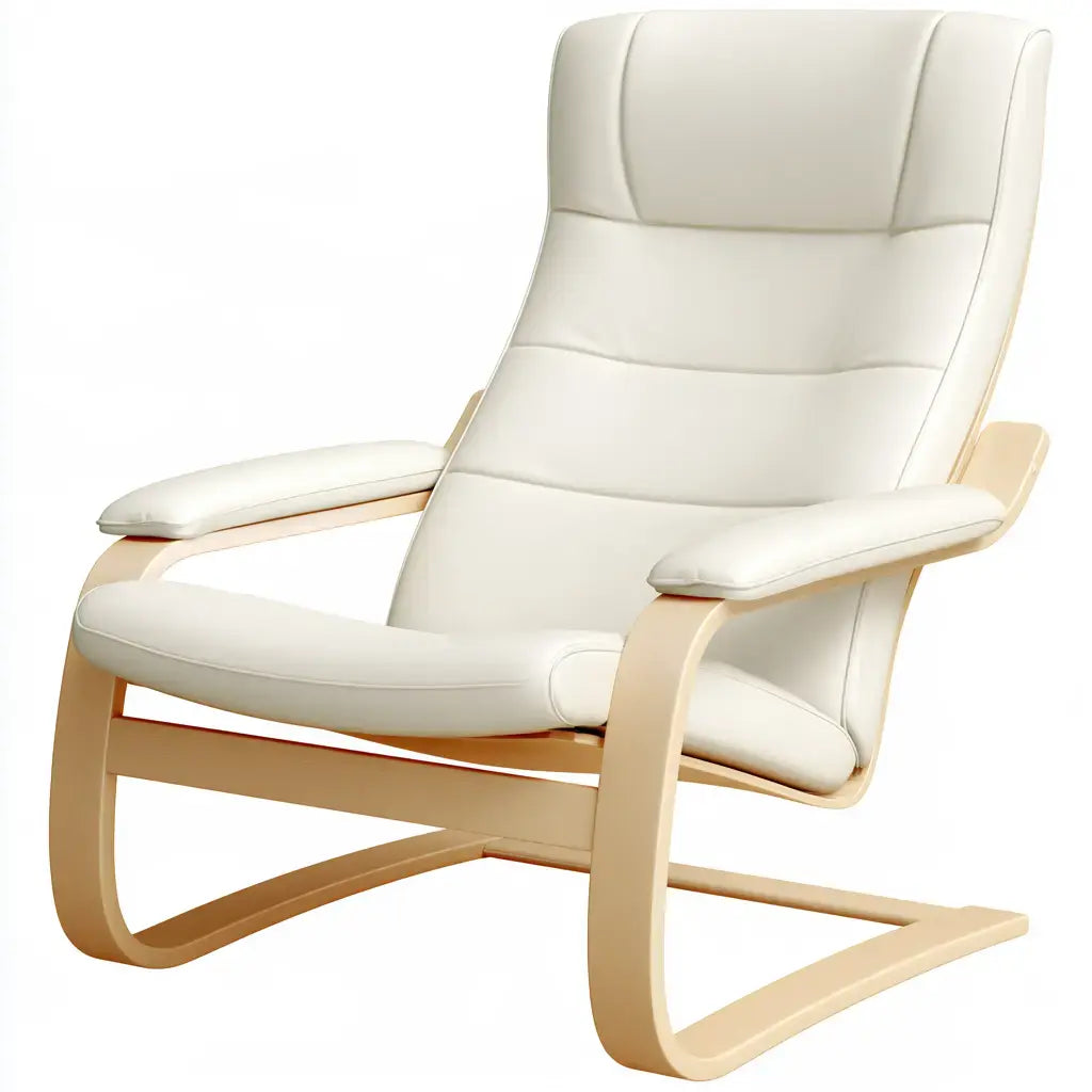 Mecedora con respaldo segmentado y estructura clara - beige