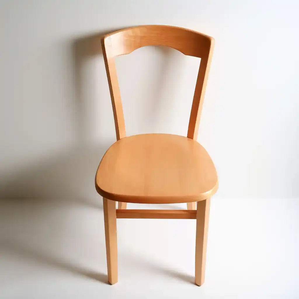Silla con respaldo abierto y asiento liso - marrón