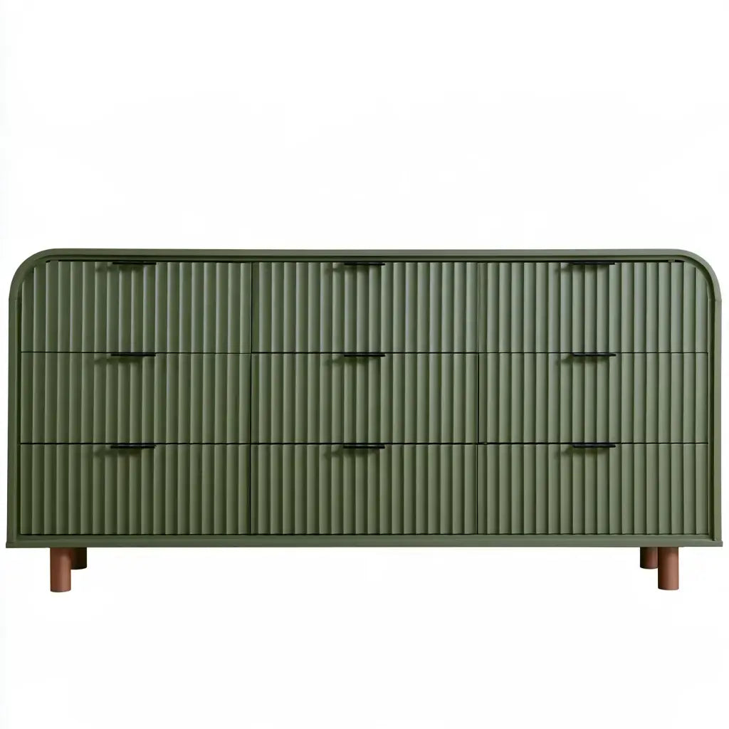 Cómoda con cajones de frente acanalado - verde
