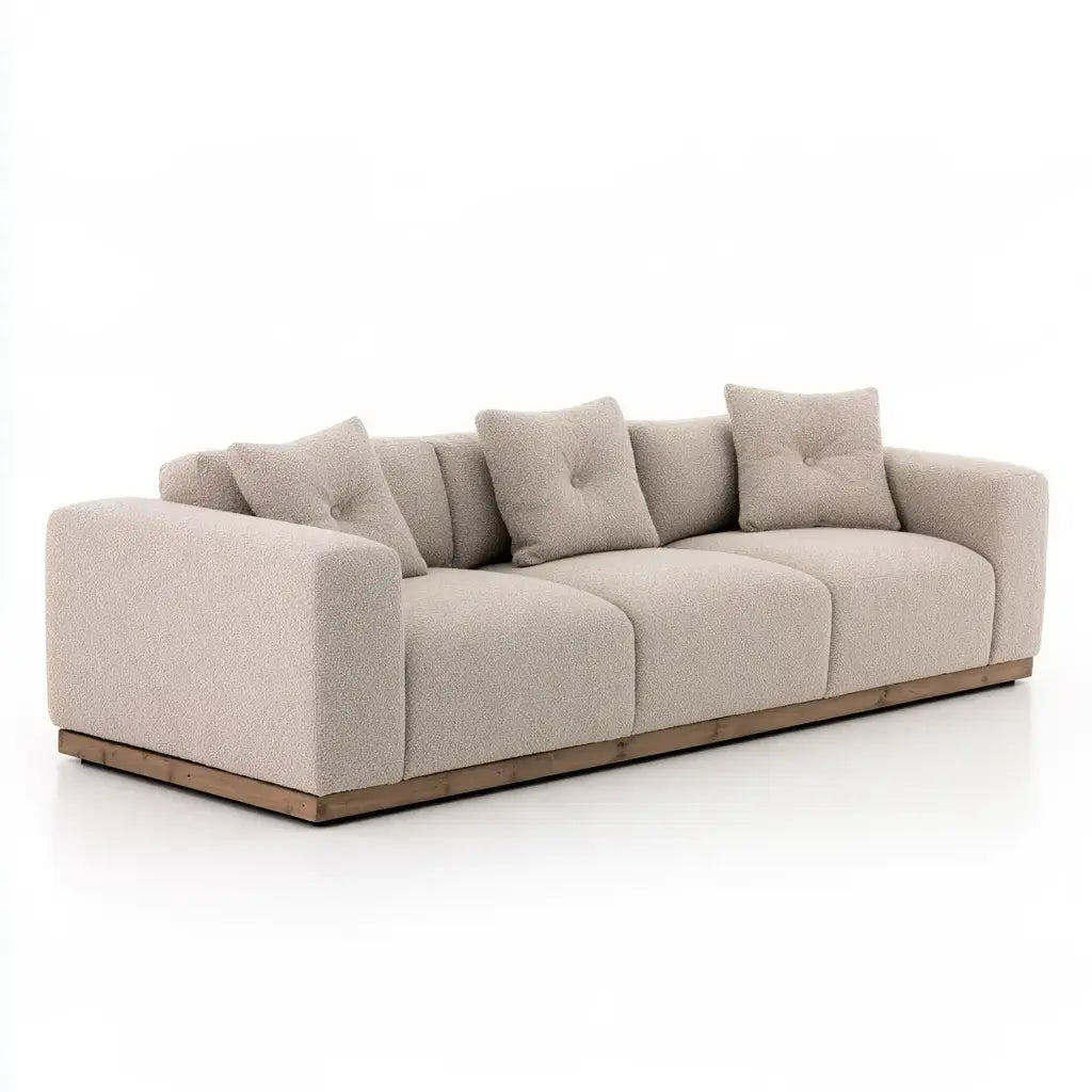 Sofá de tres plazas con cojines de respaldo - beige
