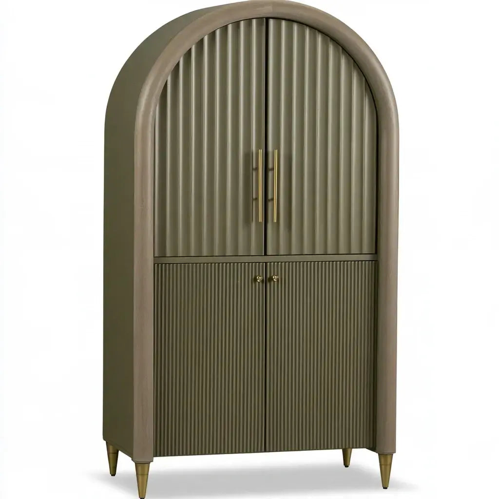Armario con remate arqueado y puertas estriadas - verde