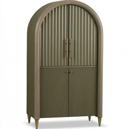 Armario con remate arqueado y puertas estriadas - verde