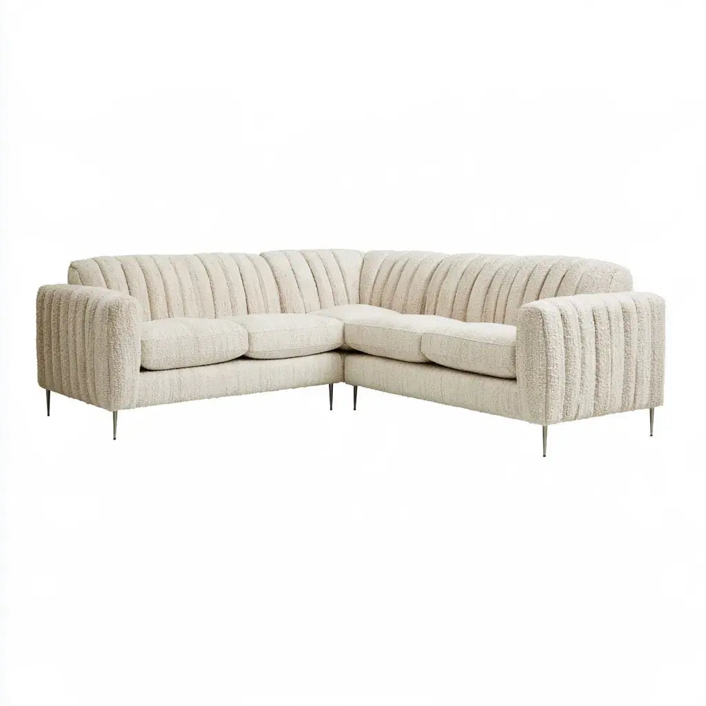 Sofá rinconero con tapizado de canales - beige