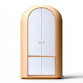 Armario con remate arqueado y puertas lisas - beige/azul