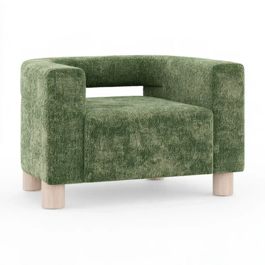 Sillón con respaldo abierto y brazos rectos - verde